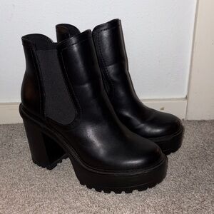 Platform Chelsea Ankle Boots - Black, SODA brand